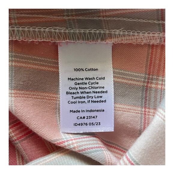 Talbots Petite Pink Plaid Button Up Shirt Blouse Long Sleeve Small NWT - Picture 8 of 8